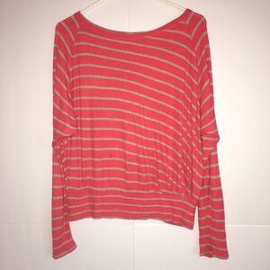 Bordeaux Striped Long Sleeve Knit Top